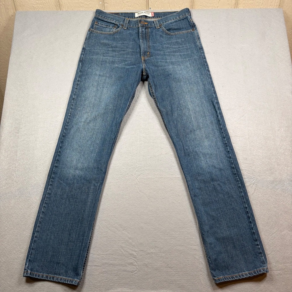 Levis 505 Regular Fit Jeans Mens 33x34 Blue Straight Leg Denim